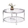 Contemporary Acrylic Coffee Table; 32.3'' Round Tempered Glass Coffee Table; Chrome/Silver Coffee Table for Living Room