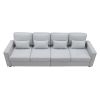 [VIDEO provided] [New] 104" 4-Seater Modern Linen Fabric Sofa with Armrest Pockets and 4 Pillows,Minimalist Style Couch for Living Room, Apartment