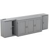 Queen Size Murphy Bed with Shelves, Cabinets and USB Ports,Gray