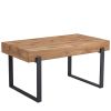59" Dining Table, Modern Kitchen Table, Rectangular Wooden Dinner Table Top and metal Base for Dining Room, Home Office, Living Room Furniture