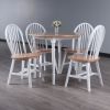 Sorella 5-Pc Drop Leaf Dining Table with Windsor Chairs; Natural and White