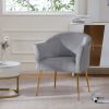 Velvet Accent Chair with Wood Frame, Modern Armchair Club Leisure Chair with Gold Metal Legs