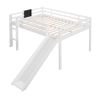 Full size Loft Bed Wood Bed with Slide, Stair and Chalkboard,White(Old SKU:WF282116AAK)