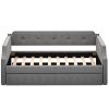 Upholstered Daybed with Trundle, Wood Slat Support,Upholstered Frame Sofa Bed , Twin,Gray
