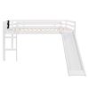 Full size Loft Bed Wood Bed with Slide, Stair and Chalkboard,White(Old SKU:WF282116AAK)