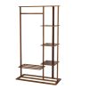 3-in-1 Bamboo Hall Tree, Clothes Rack with Shelves & Shoe Bench, Heavy Duty Clothes Organizer with hanging Rod