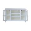 48" Solid Wood TV Stand Cabinet with Durable White Finish 2 Drawers Floor Mount Traditional Style Living Room Home Office