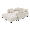 [VIDEO provided] [New] 133*65" Corduroy Modular Sectional Sofa,U Shaped Couch with Armrest Bags,6 Seat Freely Combinable Sofa Bed