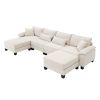 [VIDEO provided] [New] 133*65" Corduroy Modular Sectional Sofa,U Shaped Couch with Armrest Bags,6 Seat Freely Combinable Sofa Bed