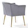 Velvet Accent Chair with Wood Frame, Modern Armchair Club Leisure Chair with Gold Metal Legs