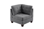 Modular Sectional 9pc Set Living Room Furniture Corner Sectional Tufted Nail heads Couch Gray Linen Like Fabric 3x Corner Wedge 4x Armless Chairs and