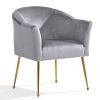 Velvet Accent Chair with Wood Frame, Modern Armchair Club Leisure Chair with Gold Metal Legs