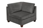 Living Room Furniture Grey Chenille Modular Sectional 8pc Set Large Corner L-Sectional Modern Couch 2x Corner Wedge 4x Armless Chairs and 2x Ottomans