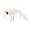 Full size Loft Bed Wood Bed with Slide, Stair and Chalkboard,White(Old SKU:WF282116AAK)