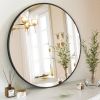 24" Wall Mirror Bathroom Mirror Wall Mounted Round Mirror; Black
