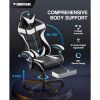 White Gaming Chairs with Footrest, Video Game Chairs for Adults Teens, Lumbar Support Adjustable Recliner Chair(Polar White)