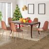Dining Chairs Set of 4 PU Leather Kitchen Side Seating with Metal Legs for Living Bedroom, Restaurant, Study Room, Brown