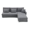 [VIDEO provided][New]87*61"Modern L-shaped Corduroy Sofa with Reversible Chaise,4-seat Upholstered Sectional Indoor Furniture