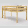 Twin Wood Loft Bed Low Loft Beds with Ladder,Twin,Walnut(OLD SKU :WF192082AAD)