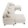 [VIDEO provided] [New] 133*65" Corduroy Modular Sectional Sofa,U Shaped Couch with Armrest Bags,6 Seat Freely Combinable Sofa Bed