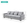 [VIDEO provided] [New] 104" 4-Seater Modern Linen Fabric Sofa with Armrest Pockets and 4 Pillows,Minimalist Style Couch for Living Room, Apartment