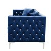 82.3&quot; Width Modern Velvet Sofa Jeweled Buttons Tufted Square Arm Couch Blue; 2 Pillows Included