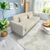 FX-P18-CW(sofa)Luxury Velvet Sofa with Gold Accents - Modern 3-Seat Couch with Plush Cushions, Perfect for Living Room and Office Decor