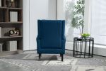 COOLMORE Wood Frame Armchair, Modern Accent Chair Lounge Chair with Sturdy Wood Legs for Living Room Bedroom (Navy)