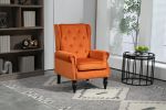 COOLMORE Wood Frame Armchair, Modern Accent Chair Lounge Chair with Sturdy Wood Legs for Living Room Bedroom(Orange)