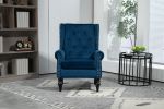COOLMORE Wood Frame Armchair, Modern Accent Chair Lounge Chair with Sturdy Wood Legs for Living Room Bedroom (Navy)