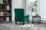COOLMORE Wood Frame Armchair, Modern Accent Chair Lounge Chair with Sturdy Wood Legs for Living Room Bedroom(Green)