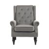 COOLMORE Wood Frame Armchair, Modern Accent Chair Lounge Chair with Sturdy Wood Legs for Living Room Bedroom(Dark Gray)