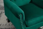 COOLMORE Wood Frame Armchair, Modern Accent Chair Lounge Chair with Sturdy Wood Legs for Living Room Bedroom(Green)