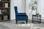 COOLMORE Wood Frame Armchair, Modern Accent Chair Lounge Chair with Sturdy Wood Legs for Living Room Bedroom (Navy)