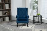 COOLMORE Wood Frame Armchair, Modern Accent Chair Lounge Chair with Sturdy Wood Legs for Living Room Bedroom (Navy)