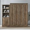 Queen Size Half Self-Close and Open Murphy Bed with 1 Side Cabinet Storage Shelf, Cabinet Space-Saving Bed Perfect for Guest Room, Bed Room