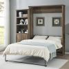 Queen Size Half Self-Close and Open Murphy Bed with 1 Side Cabinet Storage Shelf, Cabinet Space-Saving Bed Perfect for Guest Room, Bed Room