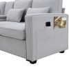 [VIDEO provided] [New] 104" 4-Seater Modern Linen Fabric Sofa with Armrest Pockets and 4 Pillows,Minimalist Style Couch for Living Room, Apartment