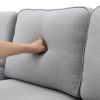 [VIDEO provided] [New] 104" 4-Seater Modern Linen Fabric Sofa with Armrest Pockets and 4 Pillows,Minimalist Style Couch for Living Room, Apartment