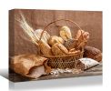 Home Gifts/wall-art/Framed Canvas Wall Art Decor Bread Painting, Still Life Bread in Basket