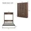 Queen Size Half Self-Close and Open Murphy Bed with 1 Side Cabinet Storage Shelf, Cabinet Space-Saving Bed Perfect for Guest Room, Bed Room