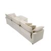 Sectional Sofa Modular Deep Seat 3-Seat Sofa Couch with Ottoman,Comfy Upholstered Furniture for Living Room,Light Beige Corduroy Sofa