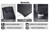 Table and chair set. (1 table+4 black chairs) Round dining table with a 40 inch diameter glass tabletop and silver plated metal legs. 4 black PU chair