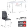 Table and chair set. 1 table and 4 black chairs. Rectangular dining table, 0.4 inch white imitation marble tabletop