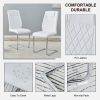 Table and chair set. 1 table and 6 white chairs. Rectangular dining table, 0.4 inch white imitation marble tabletop