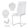 Table and chair set. 1 table and 6 white chairs. Rectangular dining table, 0.4 inch white imitation marble tabletop