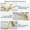 1 table and 8 chairs. Modern simple luxury tempered glass rectangular dining table and desk with 8 black PU gold plated leg chairs 79''x39''x30''