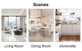 Table and chair set. 1 table and 6 white chairs. Rectangular dining table, 0.4 inch white imitation marble tabletop