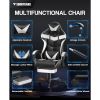 White Gaming Chairs with Footrest, Video Game Chairs for Adults Teens, Lumbar Support Adjustable Recliner Chair(Polar White)