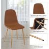 Dining Chairs Set of 4 PU Leather Kitchen Side Seating with Metal Legs for Living Bedroom, Restaurant, Study Room, Brown
